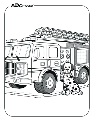 Free printable fire truck coloring page from ABCmouse.com. 