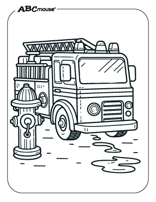 Free printable fire truck coloring page from ABCmouse.com. 