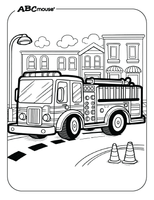 Free printable fire truck coloring page from ABCmouse.com. 