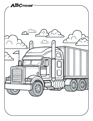 Free printable semi-truck coloring page from ABCmouse.com. 