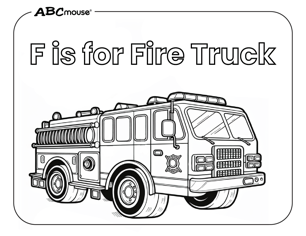 Free printable fire truck coloring page from ABCmouse.com. 