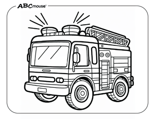 Free printable fire truck coloring page from ABCmouse.com. 