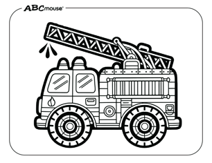 Free printable fire truck coloring page from ABCmouse.com. 