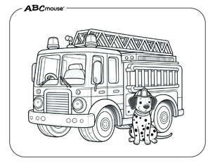 Free printable fire truck coloring page from ABCmouse.com. 