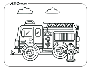 Free printable fire truck coloring page from ABCmouse.com. 