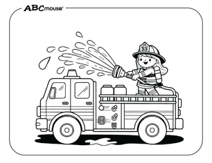 Free printable fire truck coloring page from ABCmouse.com. 