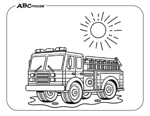 Free printable fire truck coloring page from ABCmouse.com. 