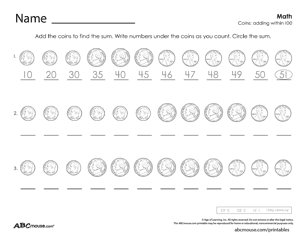 Free printable counting money worksheet from ABCmouse.com. 