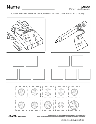 Free printable counting money worksheet from ABCmouse.com. 