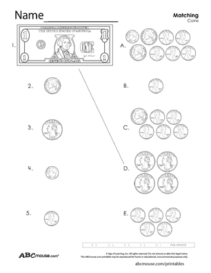 Free printable counting money worksheet from ABCmouse.com. 