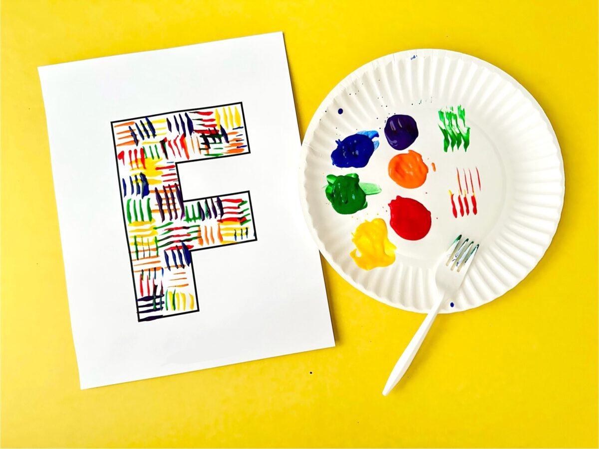 F is for fork fun painting letter F activity from ABCmouse.com. 