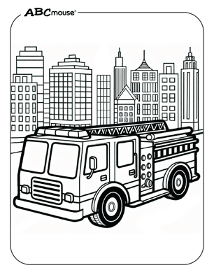 Free printable fire truck coloring page from ABCmouse.com. 