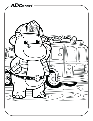 Free printable fire truck coloring page from ABCmouse.com. 