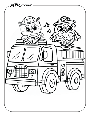 Free printable fire truck coloring page from ABCmouse.com. 