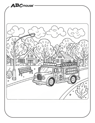 Free printable fire truck coloring page from ABCmouse.com. 