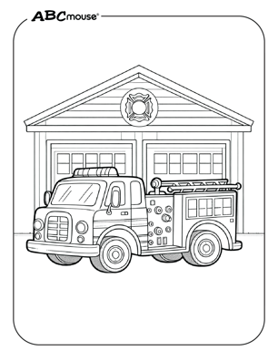 Free printable fire truck coloring page from ABCmouse.com. 