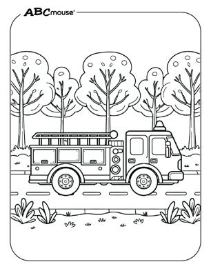 Free printable fire truck coloring page from ABCmouse.com. 