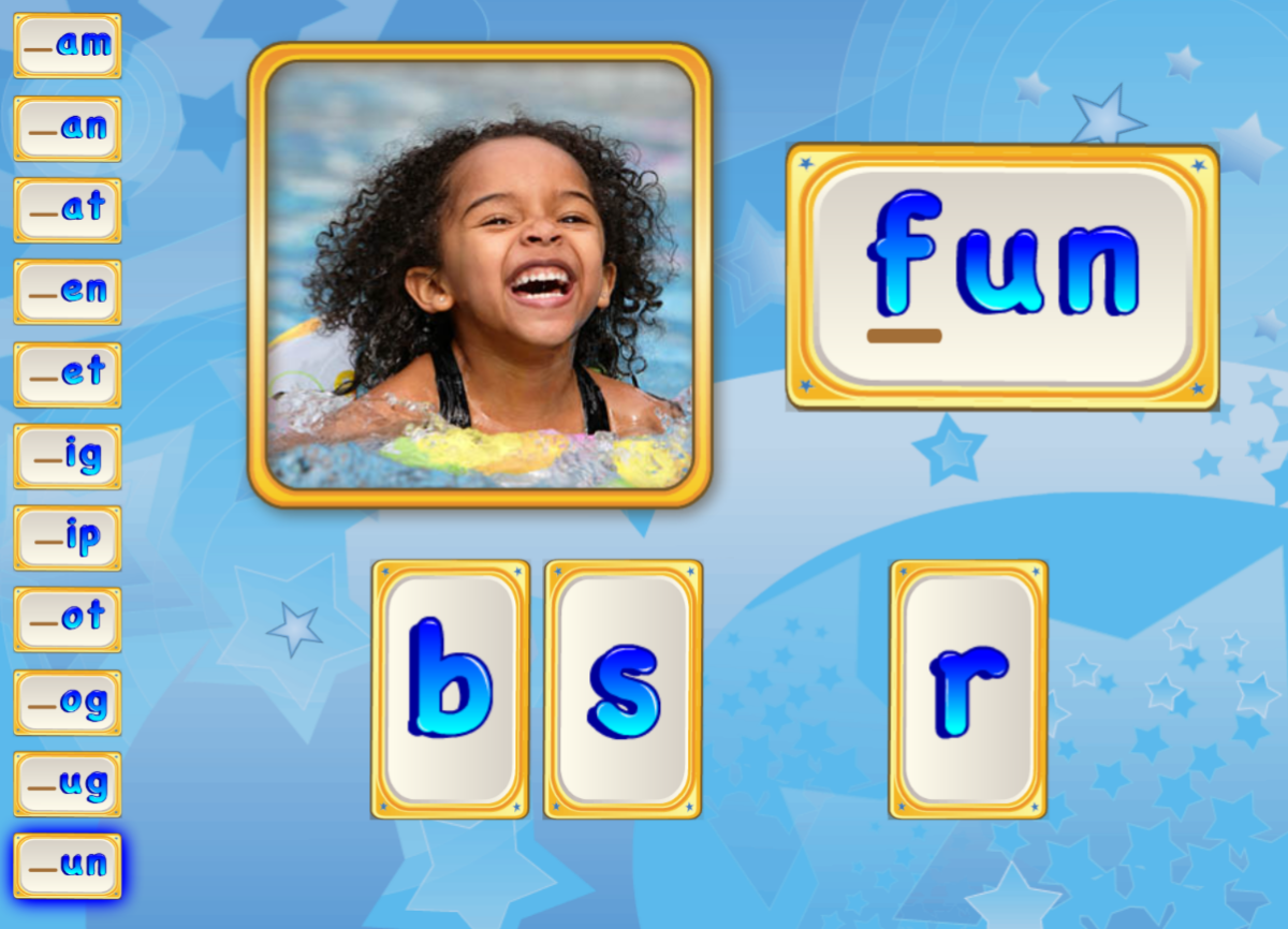 Screenshot of an ABCmouse game titled 'First Letter in Line,' where children identify and select the first letter in a word, with engaging visuals and interactive elements.