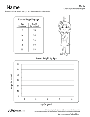 Free line graph worksheet from ABCmouse.com. 