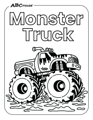 Free printable monster truck  coloring page from ABCmouse.com. 