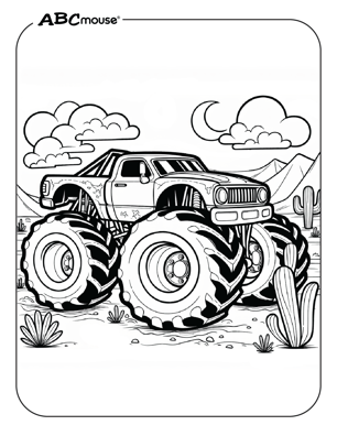 Free printable monster truck  coloring page from ABCmouse.com. 