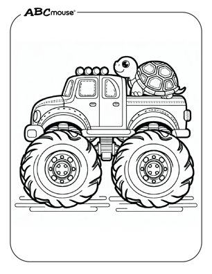 Free printable monster truck with turtle coloring page from ABCmouse.com. 