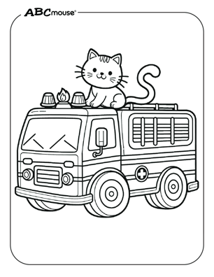 Free printable fire truck coloring page from ABCmouse.com. 