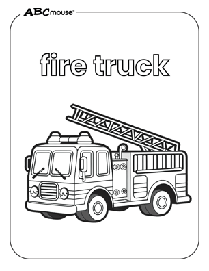 Free printable fire truck coloring page from ABCmouse.com. 