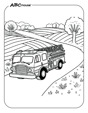 Free printable fire truck coloring page from ABCmouse.com. 