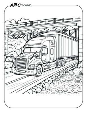 Free printable semi-truck coloring page from ABCmouse.com. 