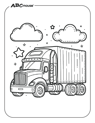 Free printable semi-truck coloring page from ABCmouse.com. 