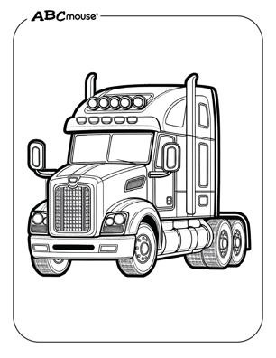 Free printable semi-truck coloring page from ABCmouse.com. 