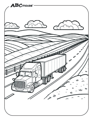 Free printable semi-truck coloring page from ABCmouse.com. 