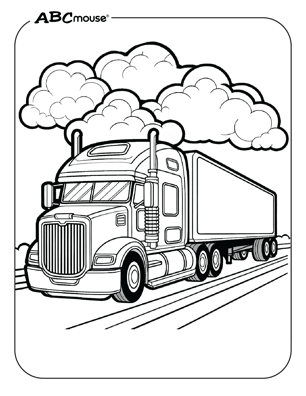 Free printable semi-truck coloring page from ABCmouse.com. 