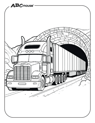 Free printable semi-truck coloring page from ABCmouse.com. 