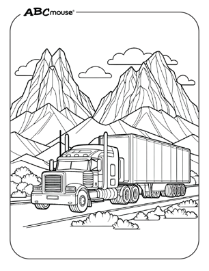 Free printable semi-truck coloring page from ABCmouse.com. 