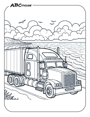 Free printable semi-truck coloring page from ABCmouse.com. 