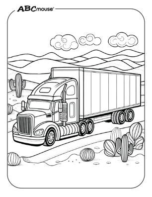 Free printable semi-truck coloring page from ABCmouse.com. 