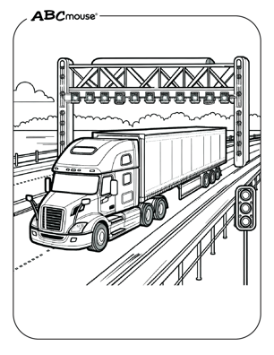 Free printable semi-truck coloring page from ABCmouse.com. 