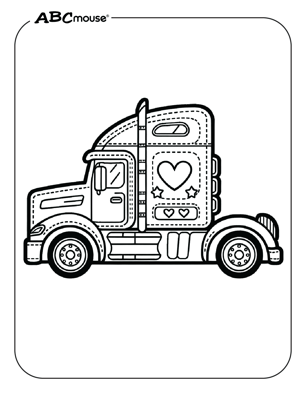 Free printable semi-truck coloring page from ABCmouse.com. 