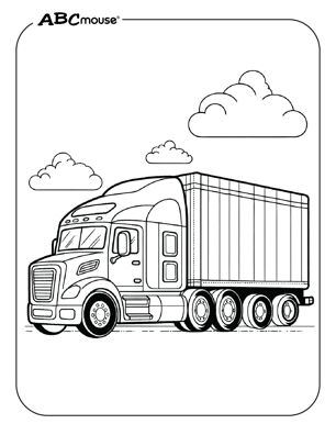 Free printable semi-truck coloring page from ABCmouse.com. 