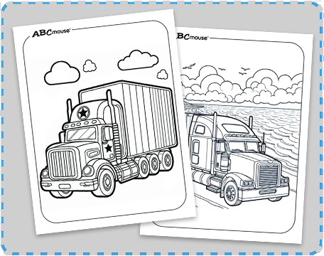 Free printable semi-truck coloring pages from ABCmouse.com. 