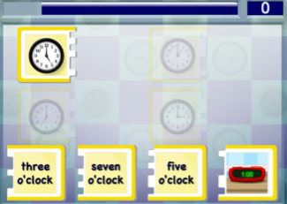 What time is it math game screenshot from ABCmouse.com. 