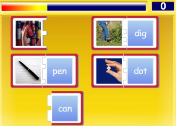 Screenshot of a fun word family tile match game from ABCmouse.com. 