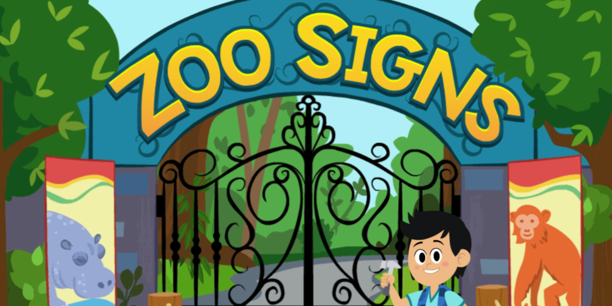 A screen shot of the game zoo signs from ABCmouse.com. 