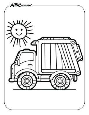 Free printable garbage truck coloring page for kids from ABCmouse.com. 