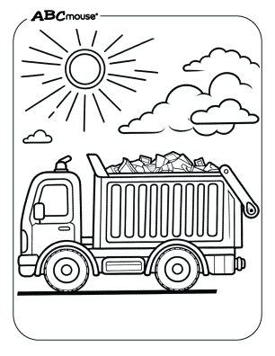 Free printable garbage truck coloring page for kids from ABCmouse.com. 