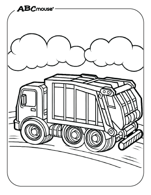 Free printable garbage truck coloring page for kids from ABCmouse.com. 