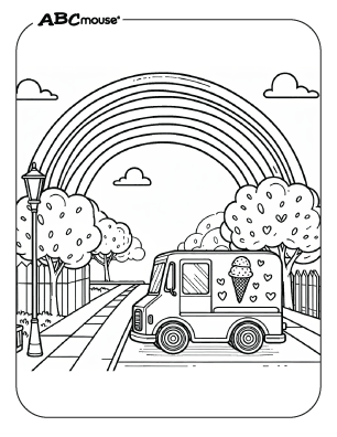 Free printable Ice Cream Truck Coloring Page from ABCmouse.com. 