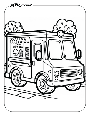 Free printable Ice Cream Truck Coloring Page from ABCmouse.com. 